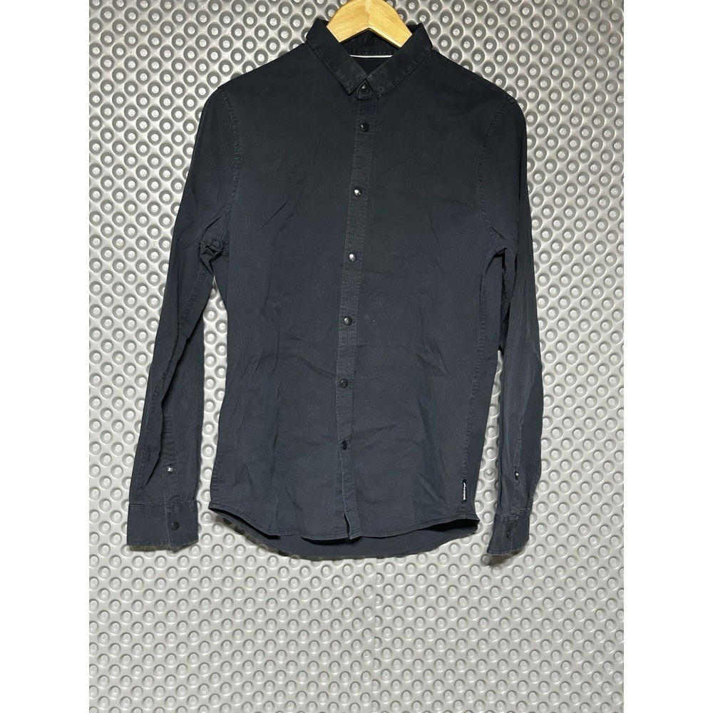 Armani Exchange Men's Slim Stretch Cotton Woven‎ Shirt Navy Blue Sz M Snaps
